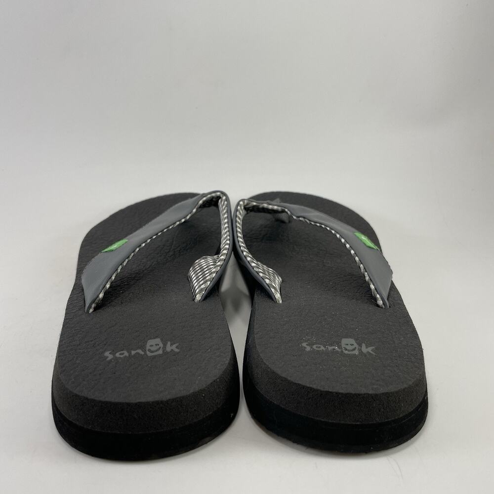 Sanuk Beer Cozy Grey Fabric Thong Sandals Womens Size 8 Yoga Mat Flip Flops - Picture 4 of 11
